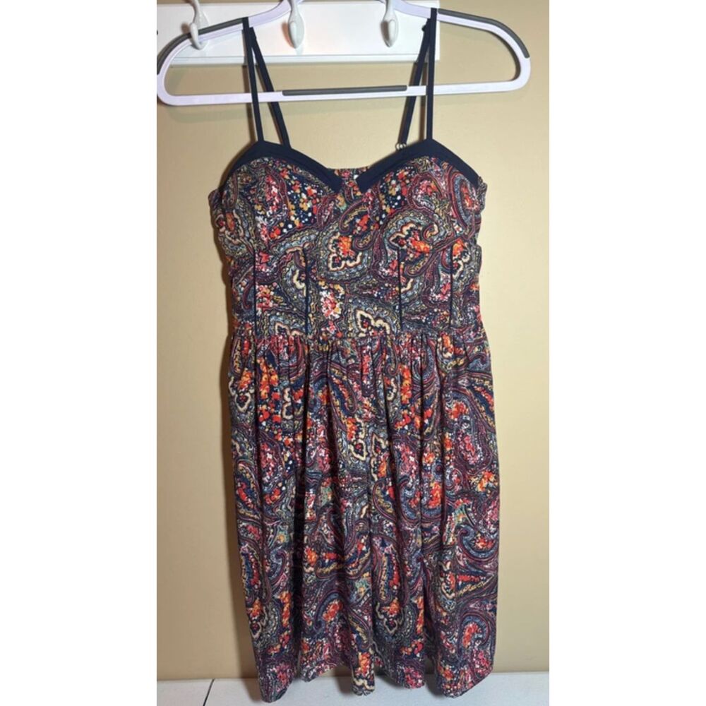 American Rag Multicolor Paisley Adjustable Straps Pockets Dress Women's L 2015